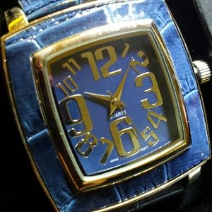 Avon Square Croc Strap Watch Blue